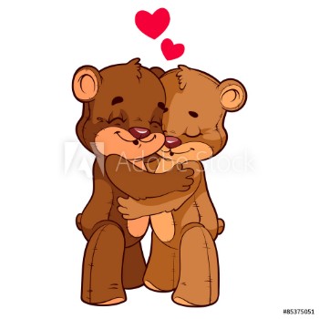 Picture of Two cute teddy bears in love